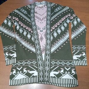 Pink Republic Green and Pink Geometric Cardigan